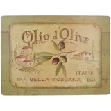 Creative Tops Großes Tischsets 4er Pack, Hochwertige rechteckige Tischsets mit Korkrücken, Olio D'Oliva Kollektion, 4 Tischsets, je 40cm x 29cm