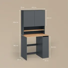 livinity® Paolina Waschmaschinenschrank 93,6 x 88,2 cm Anthrazit/Goldkraft Eiche