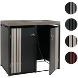2er-Mülltonnenverkleidung HWC-O67, Mülltonnenbox mit Pflanzkasten, Metall 125x132x84cm 55kg ~ anthrazit Holzoptik hell