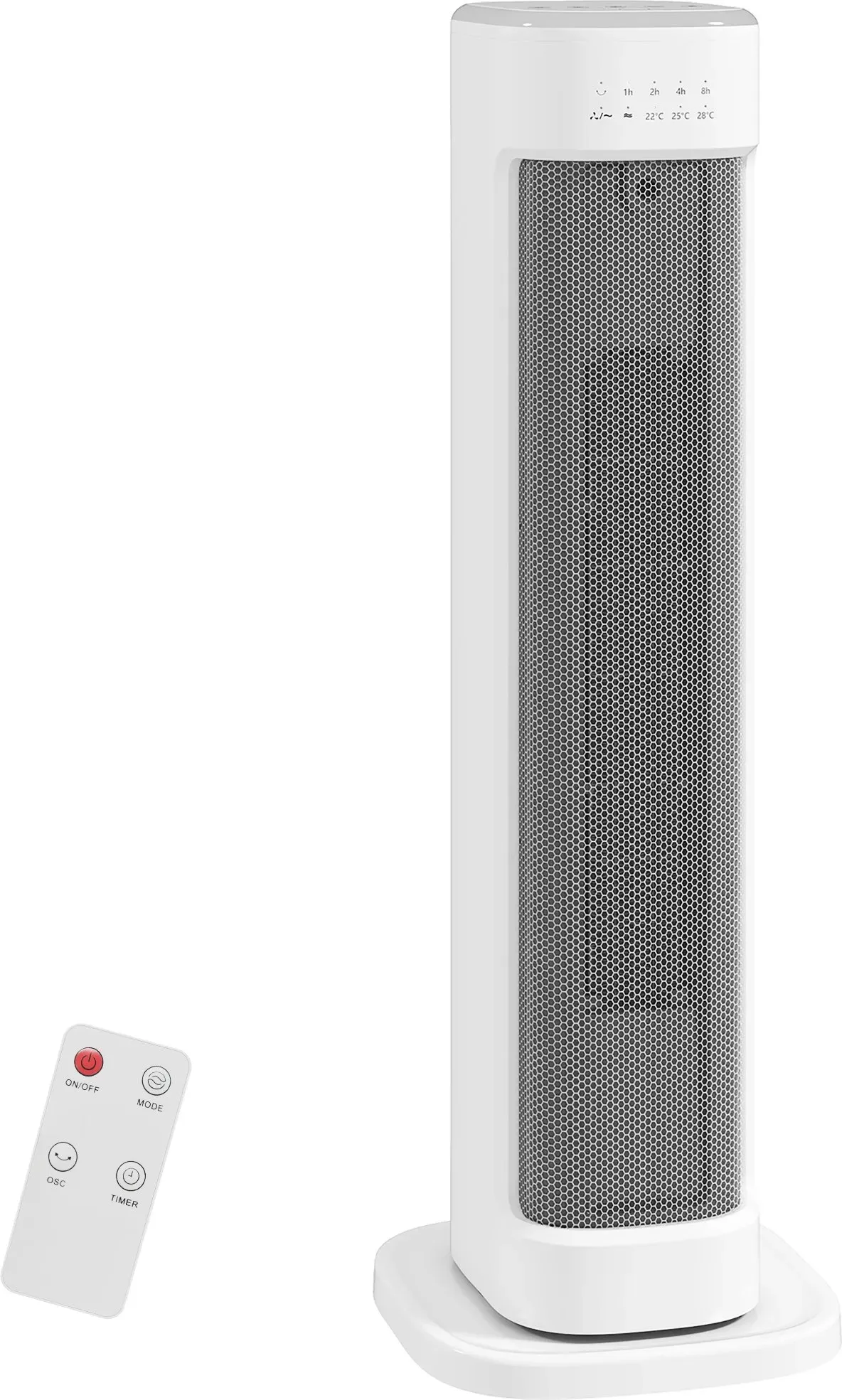 HOMCOM Elektroheizer Keramik 2000W mit 3 einstellbaren Temperaturen, Elektrische Heizung mit 15 Stunden Timer, Fernbedienung, Schutz vor Überhitzung und Umkippen, Geringer Verbrauch, Weiß   Aosom