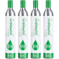 SODASWEET Wassersprudler CO2 Zylinder, Neu & Erstbefüllt in Deutschland, TÜV bis 2030, (Set, 4-tlg., geeignet für SodaStream usw), Kohlensäure Kohlendioxid Zylinder 425g für ca. 60L Wasser