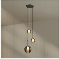 s.luce Belluna 3-flg. Ø 40 cm rund schwarz Glas, Metall