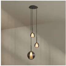 s.luce Belluna 3-flg. Ø 40 cm rund schwarz Glas, Metall