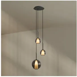 s.luce Belluna 3-flg. Ø 40 cm rund schwarz Glas, Metall
