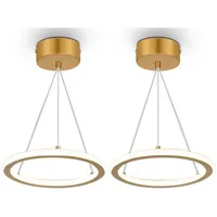 oyajia Deckenleuchte Modern 16W LED Deckenlampe, Goldfarben Rund Hängend Kronleuchter Ø23cm, LED fest integriert, ‎Kaltweiß, Höhenverstellbar Pendelleuchte,Wohnzimmer, Schlafzimmer, Küchenlampe