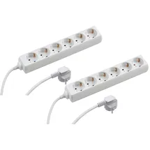 Meister Craft Meister Steckdosenleiste 6-fach - 2er Set - 5 m Kabel - weiß - IP20 Innenbereich / Steckerleiste / Mehrfachsteckdose / Tischsteckdose / Tido 6-fach / 7430480