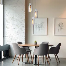 GLOBO Pendelleuchte Hängelampe Esszimmerlampe Deckenleuchte 3-Flammig Glas Rauchfarbe