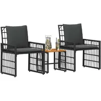 vidaXL Gartenmöbel Set 3-tlg. Schwarz/Dunkelgrau
