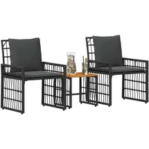 vidaXL Gartenmöbel Set 3-tlg. Schwarz/Dunkelgrau
