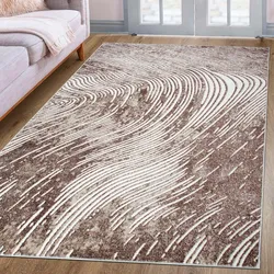 Teppich MY HOME "Surella" Gr. 7, beige (sand), B:240cm H:9mm L:320cm, Kunstfaser, Teppiche, modernes Wellen Muster, mit besonders weichem Flor, Kurzflor, Vintage