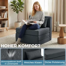 Homcom Schlafsessel 75 x 74 x 80 cm Dunkelgrau mit Kissen