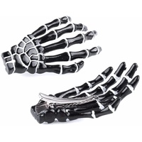 EROSPA® Haar-Spange Skelett Hand-Knochen Klammer Finger Krallen 2 Stück schwarz Weiss Skeleton Karneval Fasching Kostüm (Schwarz / Weiß)