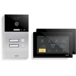 GVS - 2-Familienhaus IP Video Türsprechanlage AVS1088A - Mit 2x7 Zoll Monitor, App, HD-Kamera & Türöffner Funktion