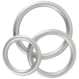 You2Toys 3-teiliges Penisring-Set Metallic Silicone Cock Ring Set aus Silikon, silber