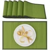 Relaxdays Tischset, 6er Set, Bambus, Dunkelgrün,Grün