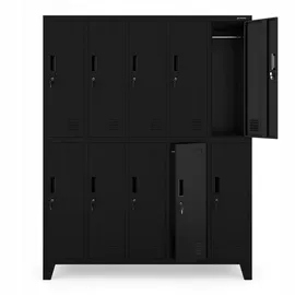 Jan Nowak Metallschrank 10 Fächer Metall 172 cm x 136 cm x 45 cm Schwarz