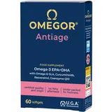OMEGOR Anti-Aging – Omega 3 Kapseln mit EPA/DHA & Omega 6 GLA – Fischöl Kapseln mit Resveratrol, Kurkuma, Alpha-Liponsäure, Coenzym Q10 – Omega-3 Supplement für Haut & Gelenke – 60 Kapseln