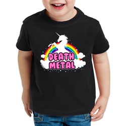 style3 Print-Shirt Kinder T-Shirt Death Metal Einhorn heavy musik disko regenbogen schwarz 104