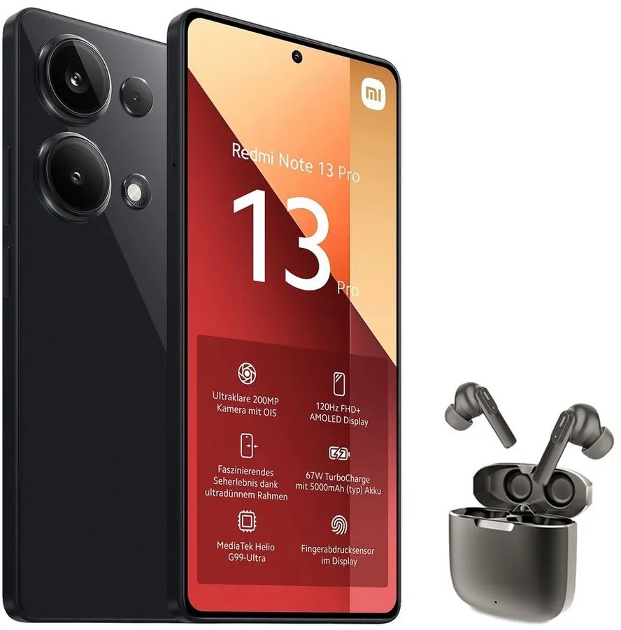 Xiaomi Redmi Note 13 Pro 4G 12+512GB Smartphone & Bluetooth Kopfhörer Handy (6.67 Zoll, 512 GB Speicherplatz, 200 MP Kamera)