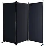 Quick Star Paravent 3 Teilig Schwarz 170 x 165 cm