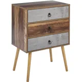 Beliani Nachtschrank Batley 60 x 39 x 82 cm Braun/Grau