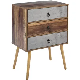 Beliani Nachtschrank Batley 60 x 39 x 82 cm Braun/Grau