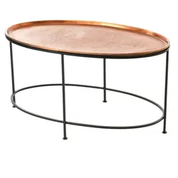 Couchtisch oval Kupfer - Oval Metall Amadeus 85x50 cm