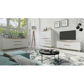 byLIVING Highboard Valentin 120 x 137 x 38 cm Weiß/Braun