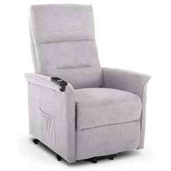Fernsehsessel mit Aufstehhilfe, Relaxsessel mit Liegefunktion, Mit einem Motor, 120 kg belastbar, Webstoff, Hellgrau, Raburg Anton