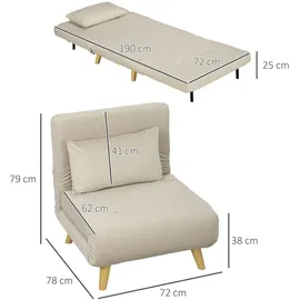 Homcom Schlafsessel, (Breite 72 cm, Beige