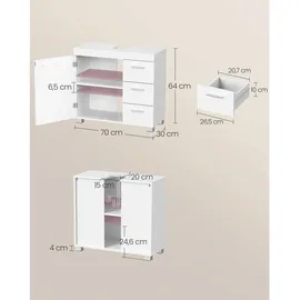 VASAGLE Waschbeckenunterschrank 30 cm x 70 cm x 64 cm Weiß