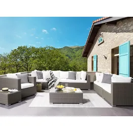Beliani Lounge Set 8-tlg. Grau/Weiß
