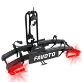 Favoto EBIKE Fahrradträger Anhängerkupplung Klappbar – Heckträger für 2 Fahrräder bis 60kg Rennrad & MTB mit Diebstahlschutz Rücklicht & Nummernschildhalter 26x4.0