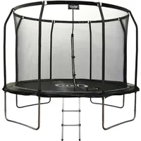 AXI Houston Trampolin rund mit Netz Ø 305 cm in Schwarz | Onground Trampolin 10ft für Kinder mit Umrandung, Leiter & Sicherheitsnetz | Für den Garten/Outdoor | Sprungfläche: 261 cm