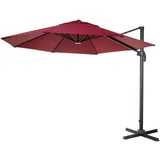 Gastronomie-ampelschirm Hhg-553, Sonnenschirm, Rund Ø 4m Polyester/alu 27kg Bordeaux Ohne Ständer, Drehbar