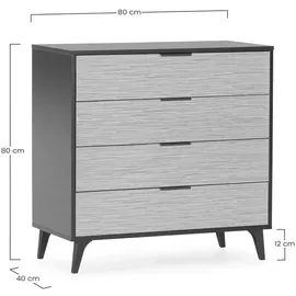 VS Venta-stock - Kommode, Denis 4 Schubladen, Schwarz/holzfarbe