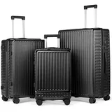 TAN.TOMI Handgepäckkoffer Business-Trolley-Set für Flugzeug, PC Hartschalenkoffer mit Laptopfach, 4 Rollen, Reisetrolley Hartschalenkoffer mit TSA-Schloss schwarz