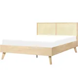 Beliani Bett heller Holzfarbton Lattenrost 140 x 200 cm