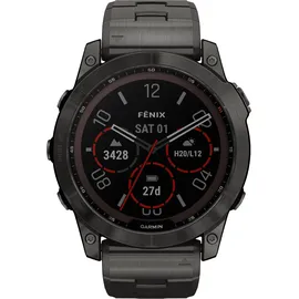 Garmin fenix 7X Sapphire Solar schiefergraues DLC-Titan mit schiefergrau Titan-Armband mit Schlitzen