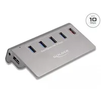 DeLOCK USB 10 Gbps Hub mit 4 USB Typ-A Ports + 1 Schnellladeport inkl. Netzteil