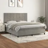 IKAYAA Boxspringbetten Boxspringbett Matratz Boxspringbett Mit Matratz Bockspringbett Boxspringbett mit Matratze Hellgrau 180x200 cm Samt