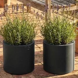 ethick Moderner Blumentopf Rund Ø 38 x 31 cm Anthrazit