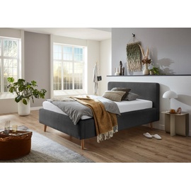 Meise Möbel Mattis mit Bettkasten Holzfuß Kopfteil glatt - 140x200 cm