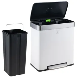 Svita LT2X30 Mülleimer 60l Treteimer 2 Fächer mit Deckel Weiß