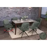 Mendler Esszimmerstuhl HWC-N73 Stoff grün 6er Set