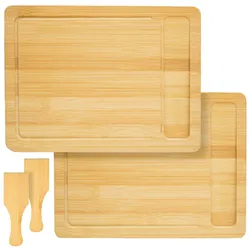 DuneDesign 2 Personen Raclette Teller Set Holz - 30x22cm Pfännchen Untersetzer mit Spachtel
