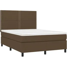 vidaXL Boxspringbett mit Matratze & LED Dunkelbraun 140x200 cm Stoff