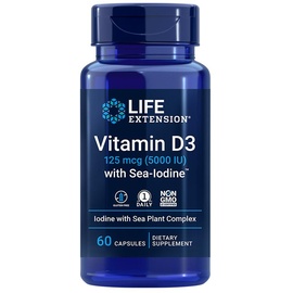 Life Extension Vitamin D3 mit Sea-Iodine, 5000 IU, 60 Kapseln