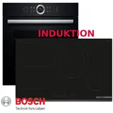 Induktion Herdset BOSCH Backofen Schwarz + Induktion Kochfeld 80cm Breit NEU&OVP