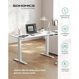 Songmics höhenverstellbares Schreibtischgestell weiß ohne Tischplatte, C-Fuß-Gestell weiß 110,0 - 155,0 x 60,0 cm